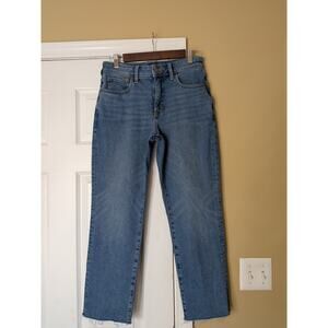 J.Crew Curvy Essential Straight Jeans Size 27 Raw Hem High Rise Denim Minimalist